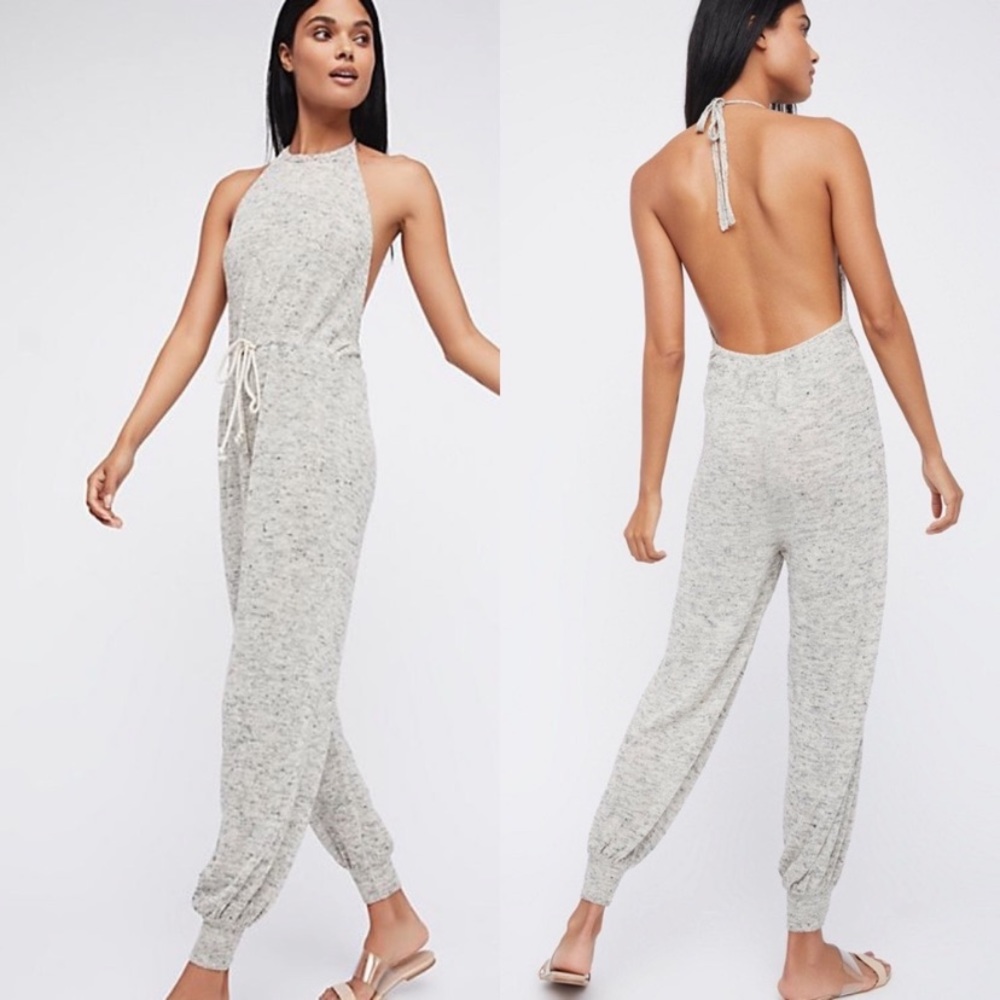Free People Walk On A Beach Halter Jumpsuit